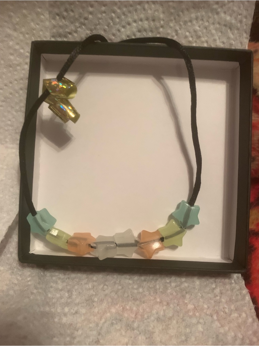 Luminous Glow in the dark -Star Bead Necklace - Pastel Multicolor 18-22”NEW